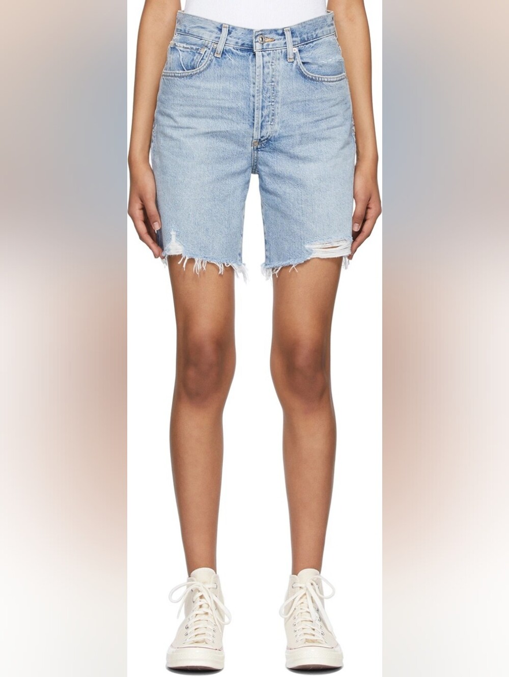 Citizens of Humanity Blue Denim Camilla Frayed Hem Shorts, Size 25 Vintage Style